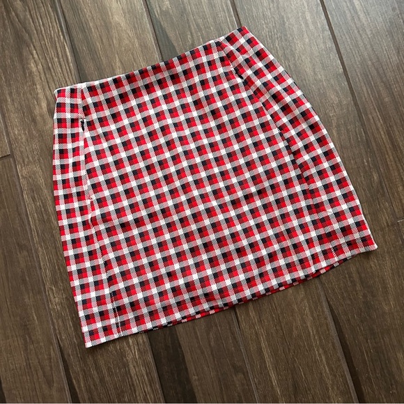 Tory Burch Performance Jacquard Mini Skort Skirt in Red Perfect Check Sz M - Picture 3 of 9